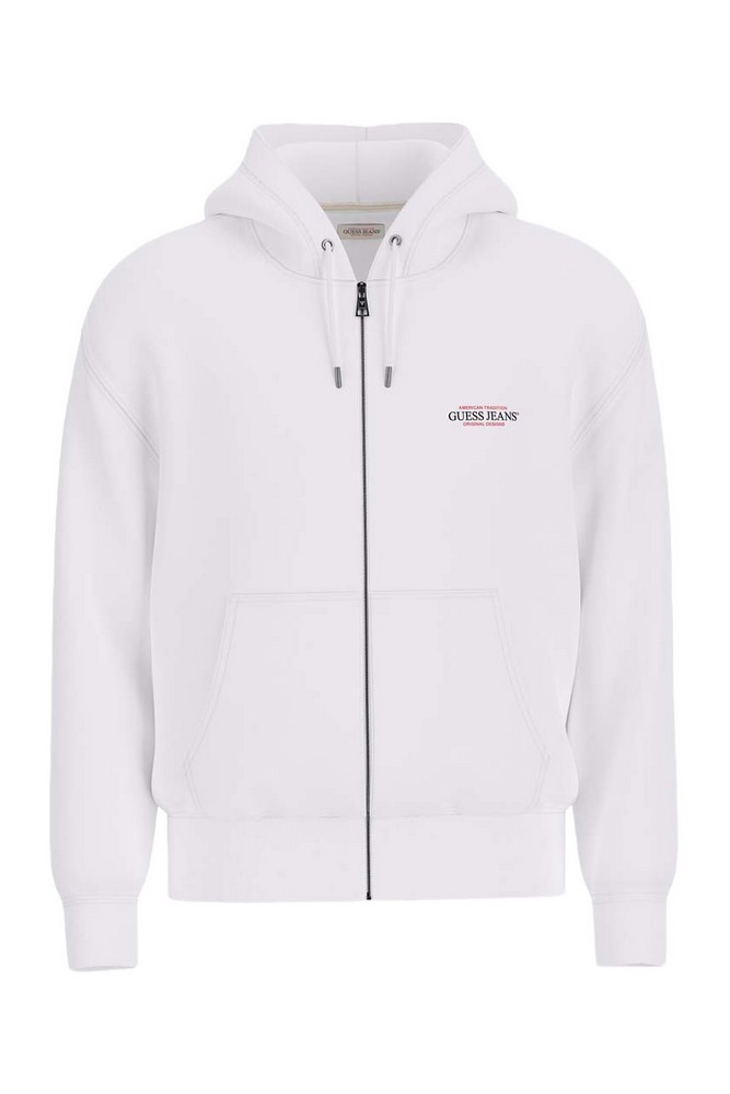 GUESS JEANS ZIP HOOD REG AM TRAD SWEAT ΖΑΚΕΤΑ ΦΟΥΤΕΡ ΑΝΔΡΙΚΗ WHITE
