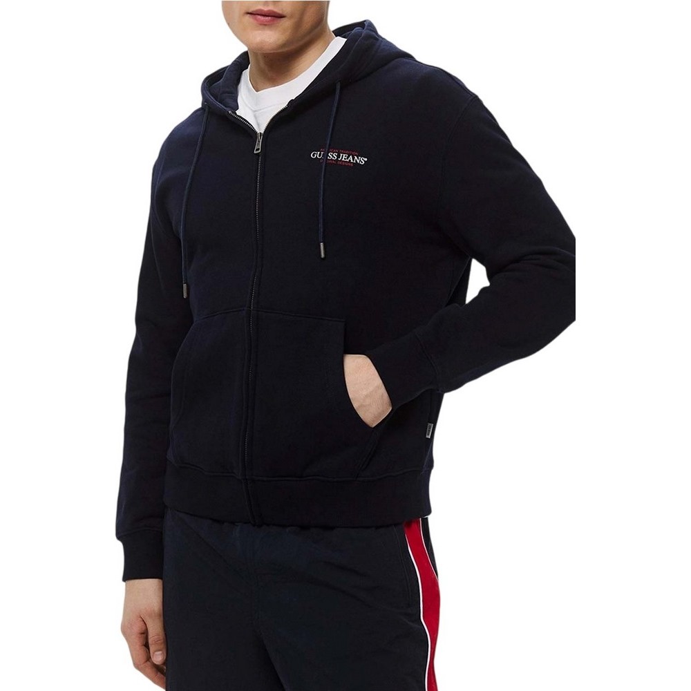 GUESS JEANS ZIP HOOD REG AM TRAD SWEAT ΖΑΚΕΤΑ ΦΟΥΤΕΡ ΑΝΔΡΙΚΗ DARK NAVY