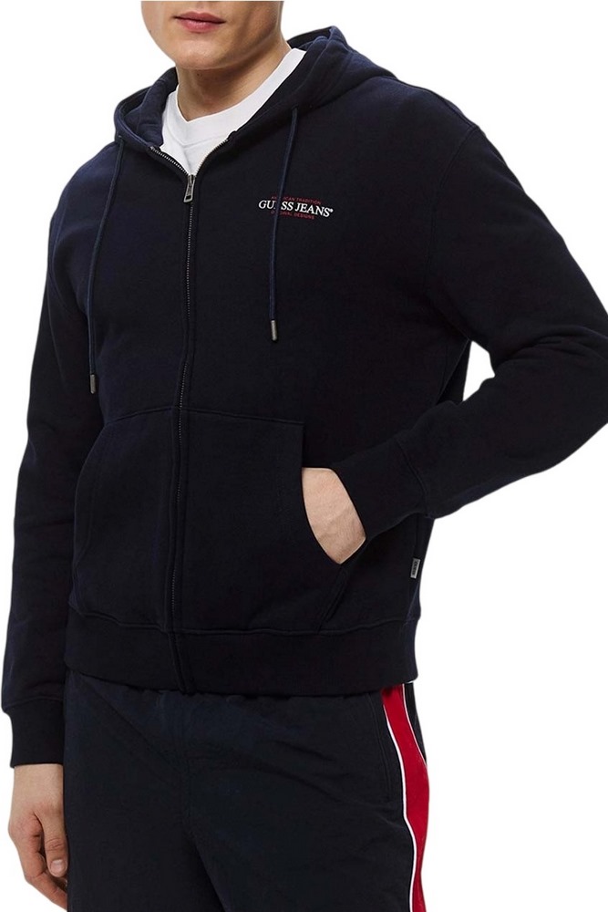 GUESS JEANS ZIP HOOD REG AM TRAD SWEAT ΖΑΚΕΤΑ ΦΟΥΤΕΡ ΑΝΔΡΙΚΗ DARK NAVY