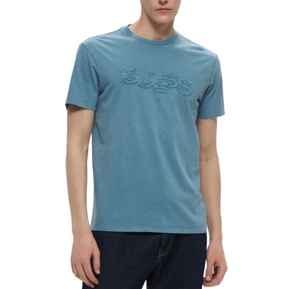 GUESS STACK TEE T-SHIRT ΜΠΛΟΥΖΑ ΑΝΔΡΙΚΗ PETROL