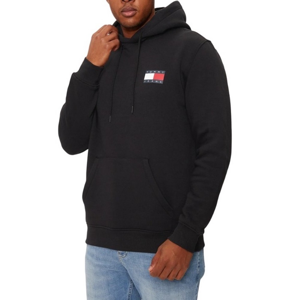 TOMMY JEANS REG ESSENTIAL FLAG HOOD EXT ΦΟΥΤΕΡ ΜΠΛΟΥΖΑ ΑΝΔΡΙΚΗ BLACK