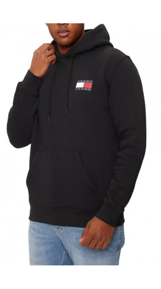 TOMMY JEANS REG ESSENTIAL FLAG HOOD EXT ΦΟΥΤΕΡ ΜΠΛΟΥΖΑ ΑΝΔΡΙΚΗ BLACK