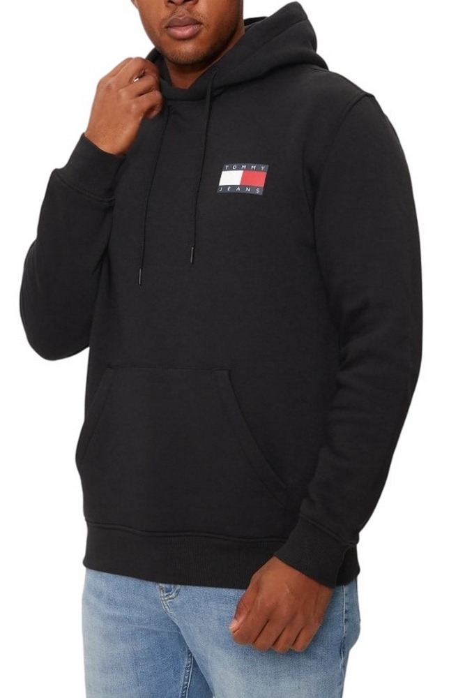 TOMMY JEANS REG ESSENTIAL FLAG HOOD EXT ΦΟΥΤΕΡ ΜΠΛΟΥΖΑ ΑΝΔΡΙΚΗ BLACK