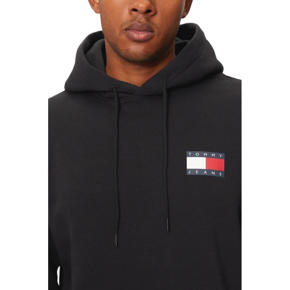 TOMMY JEANS REG ESSENTIAL FLAG HOOD EXT ΦΟΥΤΕΡ ΜΠΛΟΥΖΑ ΑΝΔΡΙΚΗ BLACK