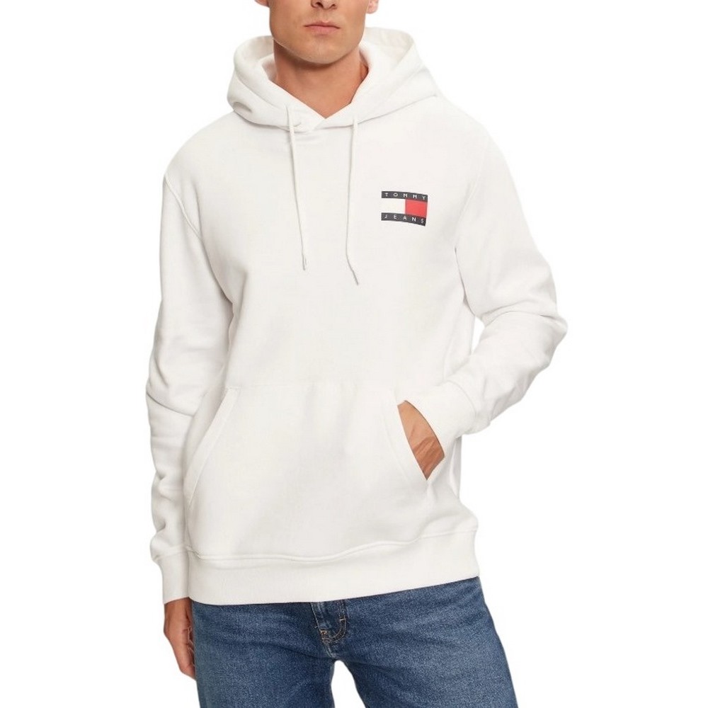 TOMMY JEANS REG ESSENTIAL FLAG HOOD EXT ΦΟΥΤΕΡ ΜΠΛΟΥΖΑ ΑΝΔΡΙΚΗ WHITE