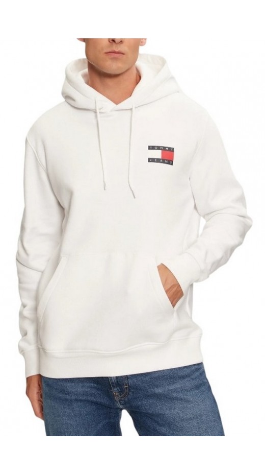 TOMMY JEANS REG ESSENTIAL FLAG HOOD EXT ΦΟΥΤΕΡ ΜΠΛΟΥΖΑ ΑΝΔΡΙΚΗ WHITE