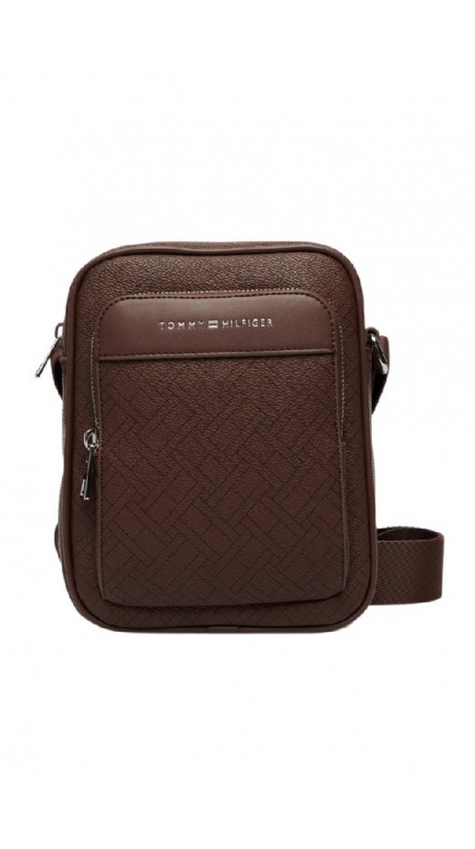 TOMMY HILFIGER FLAG MONOGRAM MINI REPORTER ΤΣΑΝΤΑ ΑΝΔΡΙΚΗ COFFEE