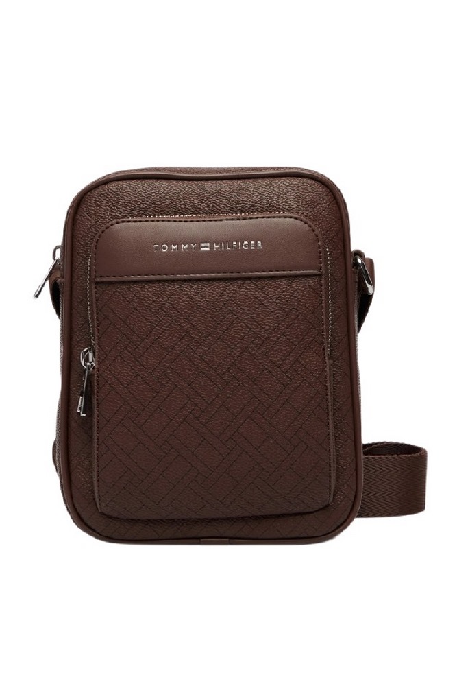 TOMMY HILFIGER FLAG MONOGRAM MINI REPORTER ΤΣΑΝΤΑ ΑΝΔΡΙΚΗ COFFEE