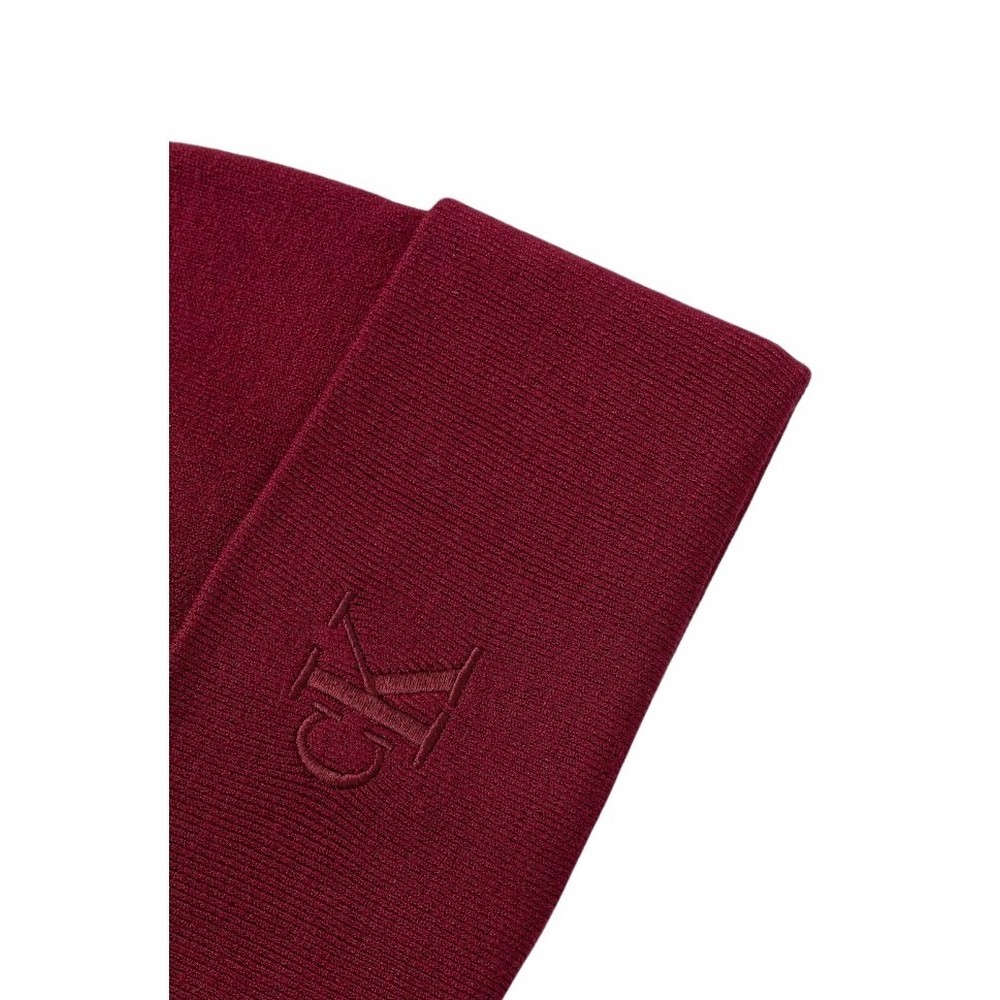 CALVIN KLEIN FINE RIB BEANIE ΣΚΟΥΦΟΣ ΑΝΔΡΙΚΟΣ BORDEAUX