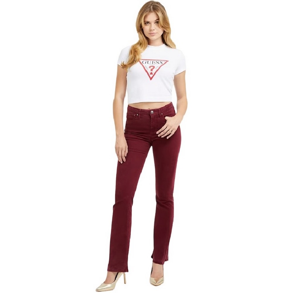 GUESS SS MN TRIANGLE STRAS T-SHIRT ΓΥΝΑΙΚΕΙΟ WHITE