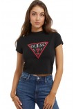 GUESS SS MN TRIANGLE STRAS T-SHIRT ΓΥΝΑΙΚΕΙΟ BLACK