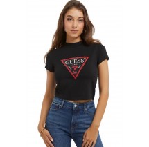 GUESS SS MN TRIANGLE STRAS T-SHIRT ΓΥΝΑΙΚΕΙΟ BLACK