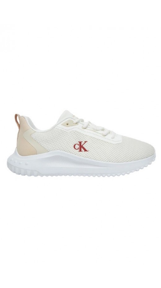CALVIN KLEIN JEANS EVA RUNNER L-UP MIX MESH LOGO ΠΑΠΟΥΤΣΙ ΓΥΝΑΙΚΕΙΟ WHITE