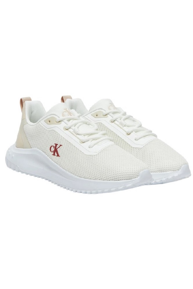 CALVIN KLEIN JEANS EVA RUNNER L-UP MIX MESH LOGO ΠΑΠΟΥΤΣΙ ΓΥΝΑΙΚΕΙΟ WHITE