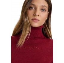 GUESS JEANS EMB SWTR ΜΠΛΟΥΖΑ ΠΛΕΚΤΗ  ΓΥΝΑΙΚΕΙΑ BORDEAUX