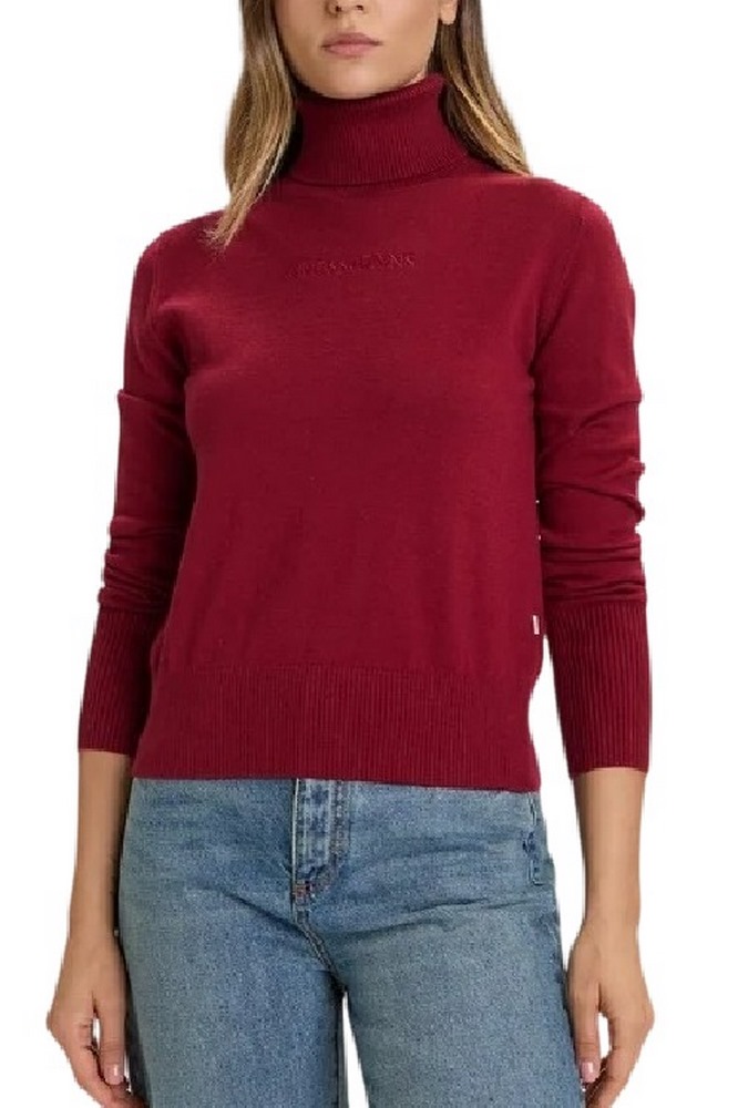 GUESS JEANS EMB SWTR ΜΠΛΟΥΖΑ ΠΛΕΚΤΗ  ΓΥΝΑΙΚΕΙΑ BORDEAUX
