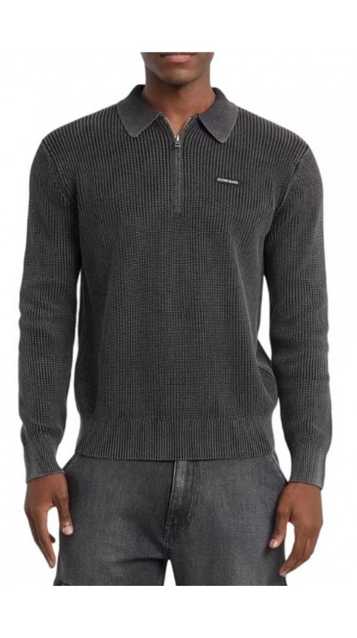 GUESS JEANS HALF ZIP COLLAR SWTR ΠΛΕΚΤΗ ΜΠΛΟΥΖΑ ΑΝΔΡΙΚΗ BLACK