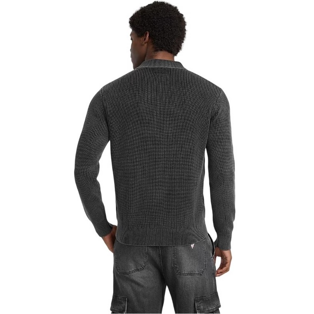 GUESS JEANS HALF ZIP COLLAR SWTR ΠΛΕΚΤΗ ΜΠΛΟΥΖΑ ΑΝΔΡΙΚΗ BLACK