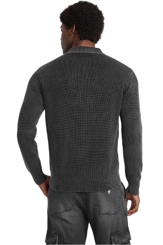 GUESS JEANS HALF ZIP COLLAR SWTR ΠΛΕΚΤΗ ΜΠΛΟΥΖΑ ΑΝΔΡΙΚΗ BLACK