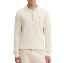 GUESS JEANS HALF ZIP COLLAR SWTR ΠΛΕΚΤΗ ΜΠΛΟΥΖΑ ΑΝΔΡΙΚΗ OFF WHITE