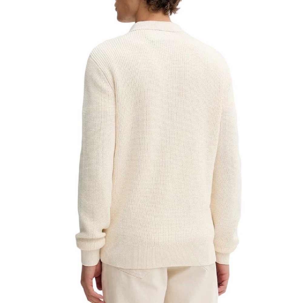 GUESS JEANS HALF ZIP COLLAR SWTR ΠΛΕΚΤΗ ΜΠΛΟΥΖΑ ΑΝΔΡΙΚΗ OFF WHITE