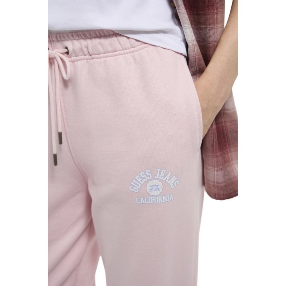 GUESS JEANS PANTS ICONIC FLEECE ΠΑΝΤΕΛΟΝΙ ΦΟΡΜΑ ΓΥΝΑΙΚΕΙΟ PINK