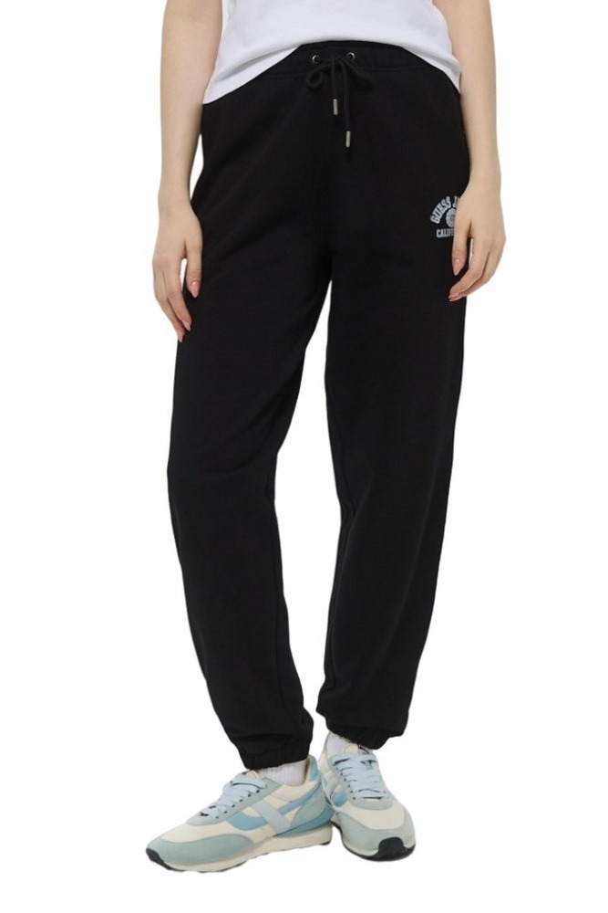 GUESS JEANS PANTS ICONIC FLEECE ΠΑΝΤΕΛΟΝΙ ΦΟΡΜΑ ΓΥΝΑΙΚΕΙΟ BLACK