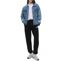 GUESS JEANS PANTS ICONIC FLEECE ΠΑΝΤΕΛΟΝΙ ΦΟΡΜΑ ΓΥΝΑΙΚΕΙΟ BLACK