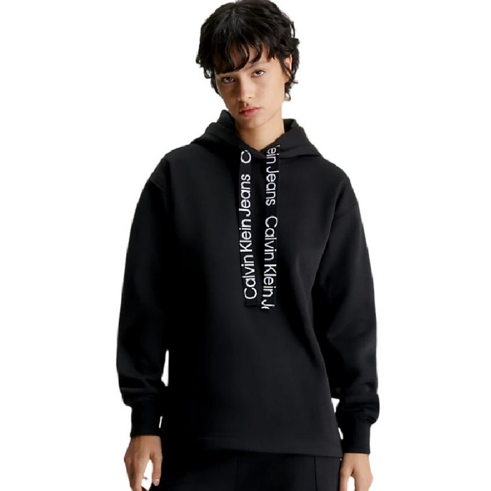 CALVIN KLEIN JEANS LOGO DRAWCORD HOODIE ΦΟΥΤΕΡ ΓΥΝΑΙΚΕΙΟ BLACK