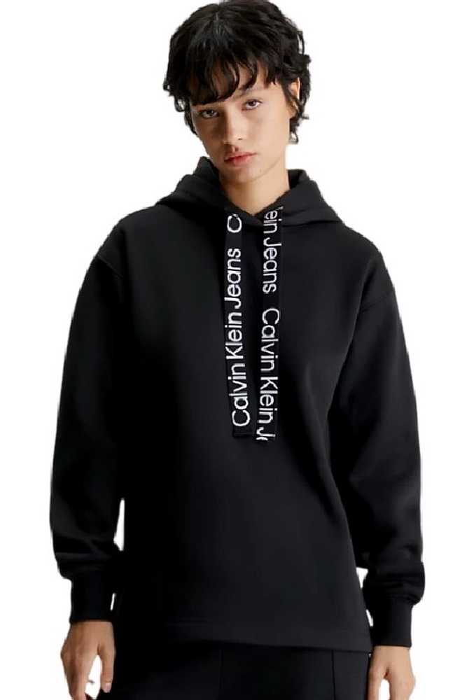 CALVIN KLEIN LOGO DRAWCORD HOODIE ΦΟΥΤΕΡ ΓΥΝΑΙΚΕΙΟ BLACK