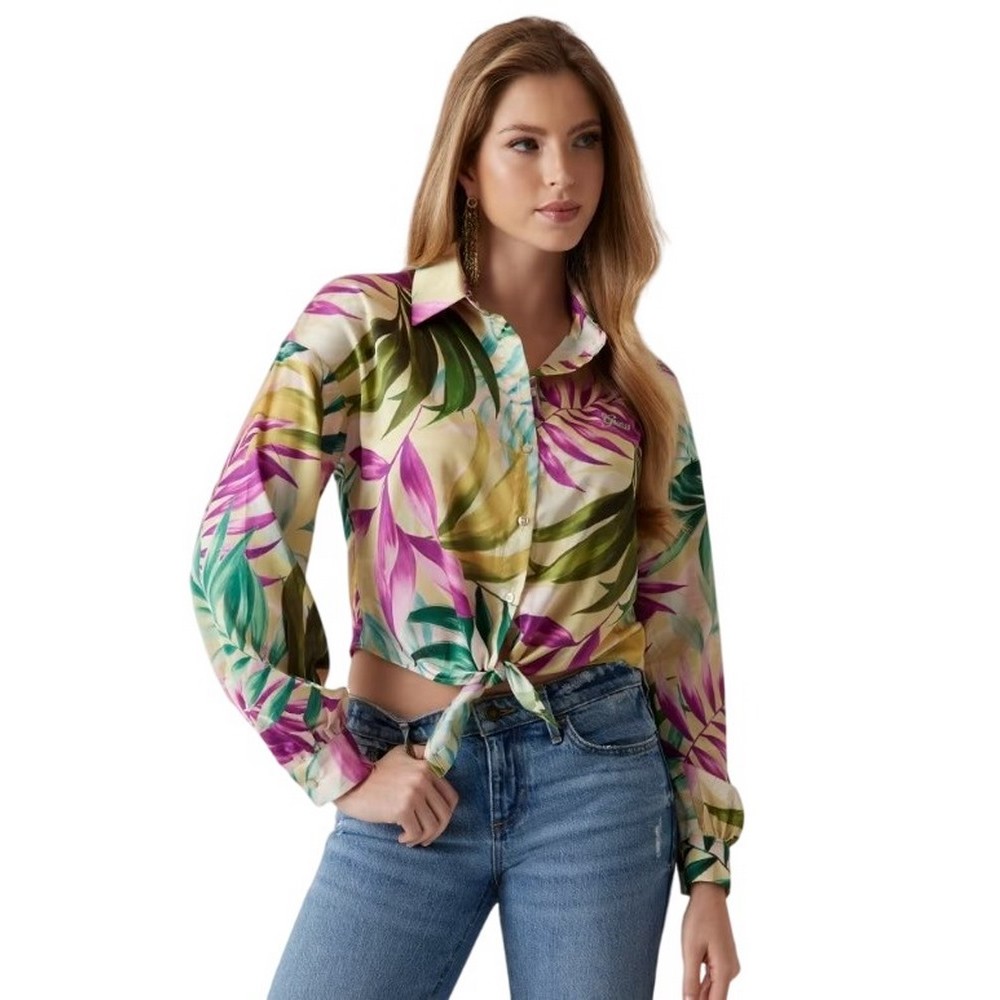 GUESS NEW LS BOWED JUN SHIRT ΠΟΥΚΑΜΙΣΟ ΓΥΝΑΙΚΕΙΟ MULTI