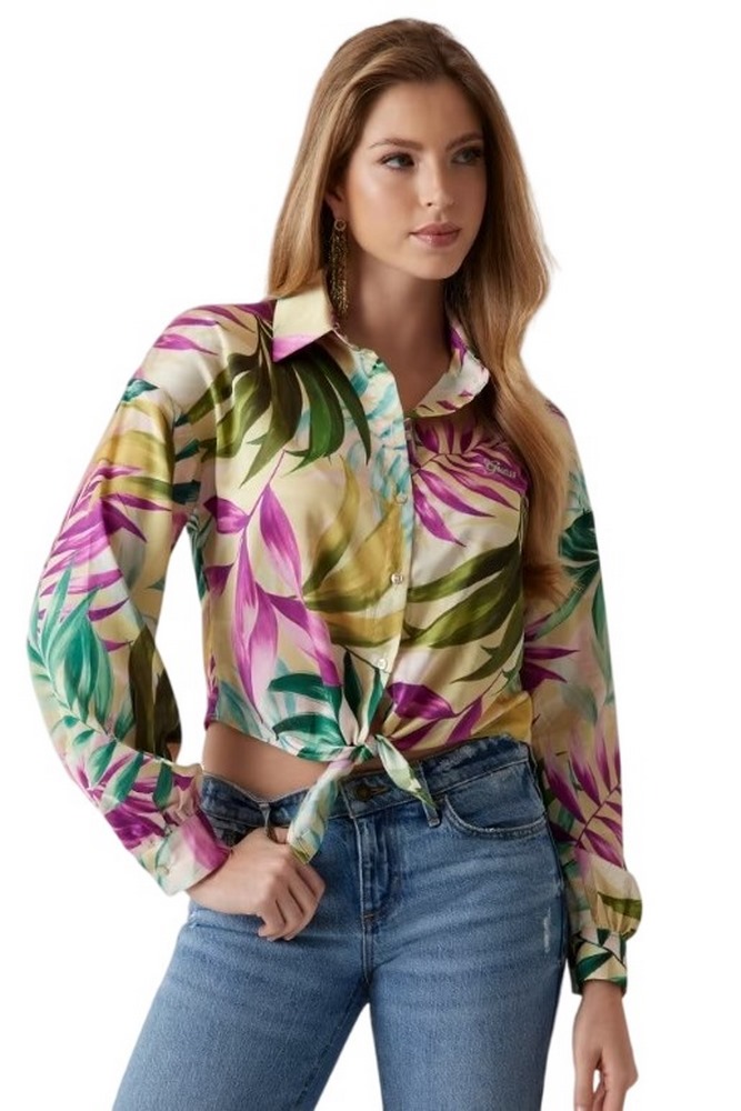 GUESS NEW LS BOWED JUN SHIRT ΠΟΥΚΑΜΙΣΟ ΓΥΝΑΙΚΕΙΟ MULTI