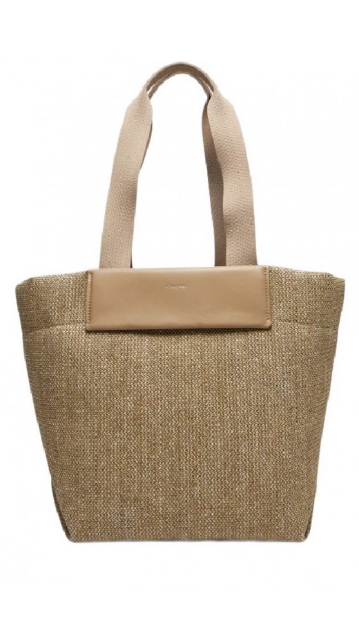 CALVIN KLEIN RAFFIA MEDIUM SHOPPER ΤΣΑΝΤΑ ΓΥΝΑΙΚΕΙΑ BEIGE