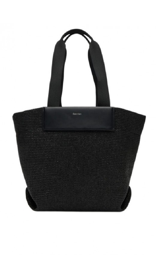 CALVIN KLEIN RAFFIA MEDIUM SHOPPER ΤΣΑΝΤΑ ΓΥΝΑΙΚΕΙΑ BLACK