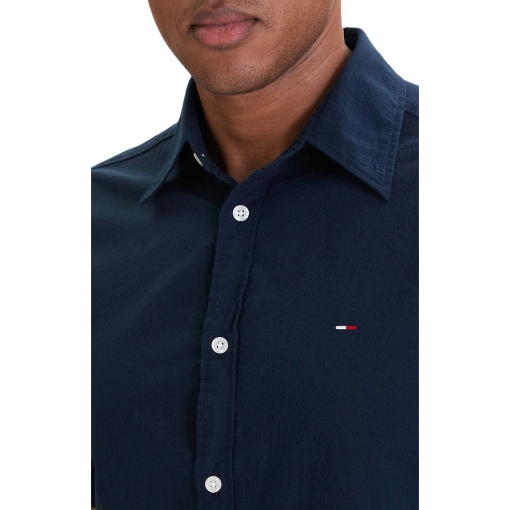TOMMY JEANS REG SEERSUCKER SHIRT EXT ΠΟΥΚΑΜΙΣΟ ΚΟΝΤΟΜΑΝΙΚΟ ΑΝΔΡΙΚΟ DARK NAVY