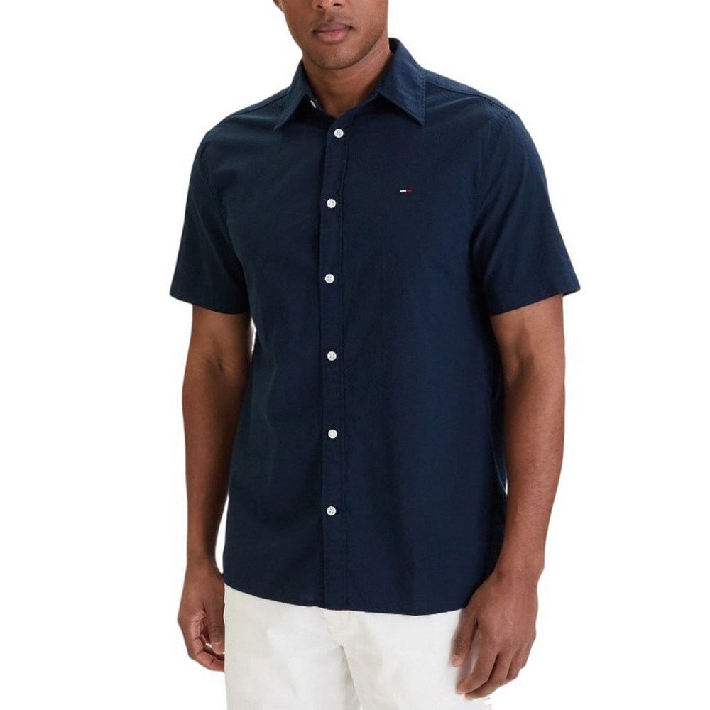 TOMMY JEANS REG SEERSUCKER SHIRT EXT ΠΟΥΚΑΜΙΣΟ ΚΟΝΤΟΜΑΝΙΚΟ ΑΝΔΡΙΚΟ DARK NAVY