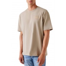 GUESS CN PATCH AT CHEST TEE T-SHIRT ΜΠΛΟΥΖΑ ΑΝΔΡΙΚΗ BEIGE