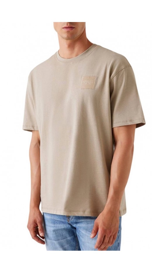 GUESS CN PATCH AT CHEST TEE T-SHIRT ΜΠΛΟΥΖΑ ΑΝΔΡΙΚΗ BEIGE