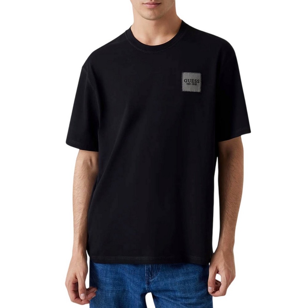 GUESS CN PATCH AT CHEST TEE T-SHIRT ΜΠΛΟΥΖΑ ΑΝΔΡΙΚΗ BLACK