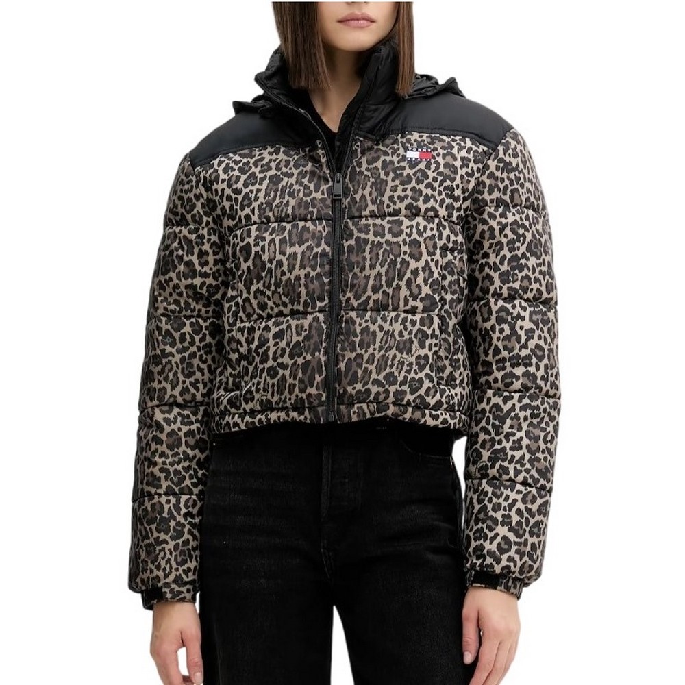 TOMMY JEANS  CROPPED LEOPARD PUFFER ΜΠΟΥΦΑΝ ΓΥΝΑΙΚΕΙΟ LEOPARD