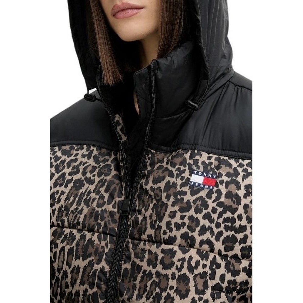 TOMMY JEANS  CROPPED LEOPARD PUFFER ΜΠΟΥΦΑΝ ΓΥΝΑΙΚΕΙΟ LEOPARD