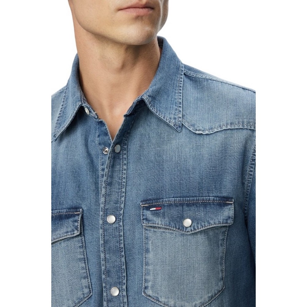 TOMMY JEANS REGULAR DENIM WESTERN SHIRT EXT ΤΖΙΝ ΠΟΥΚΑΜΙΣΟ ΑΝΔΡΙΚΟ BLUΕ DENIM