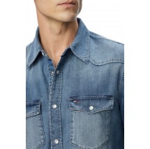 TOMMY JEANS REGULAR DENIM WESTERN SHIRT EXT ΤΖΙΝ ΠΟΥΚΑΜΙΣΟ ΑΝΔΡΙΚΟ BLUΕ DENIM