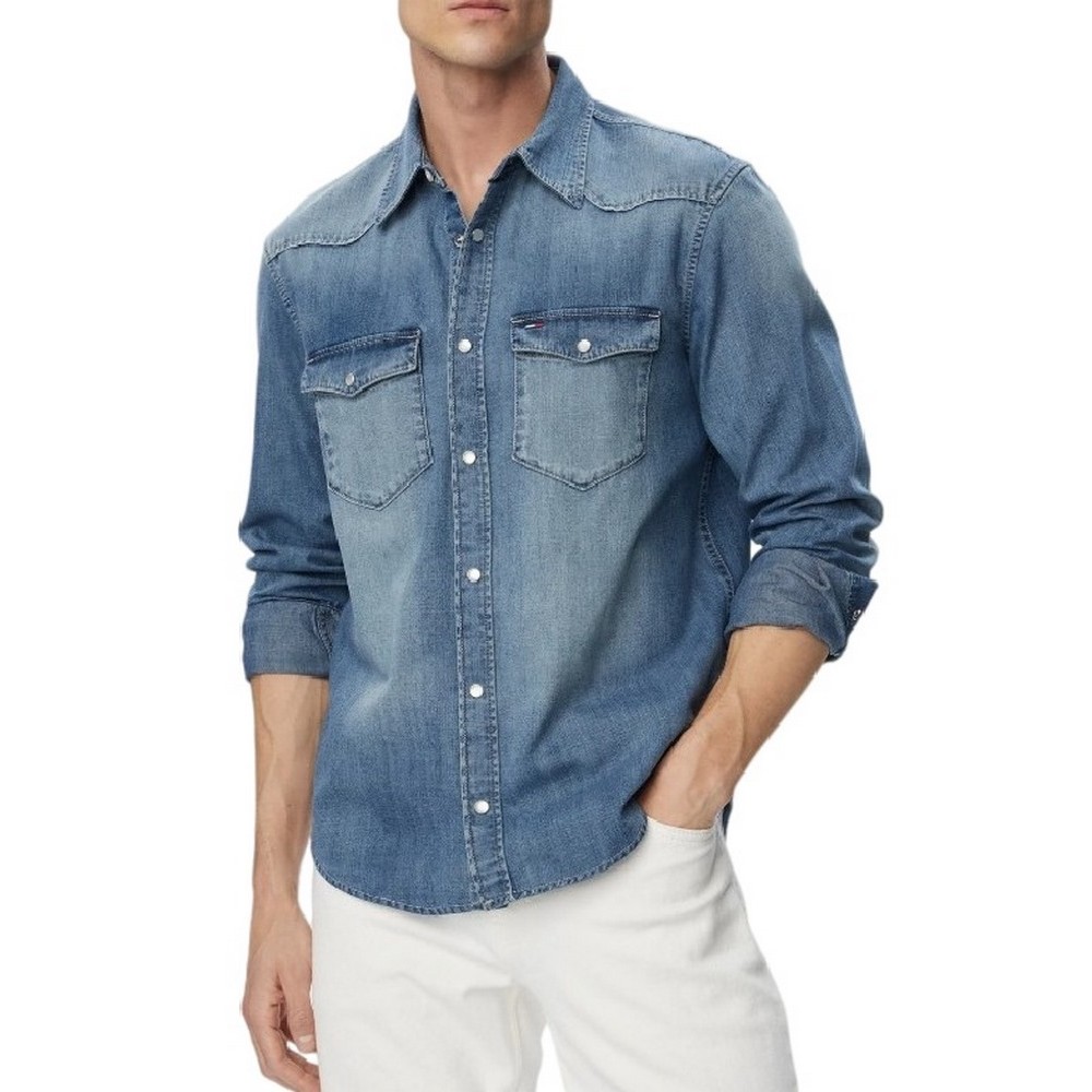 TOMMY JEANS REGULAR DENIM WESTERN SHIRT EXT ΤΖΙΝ ΠΟΥΚΑΜΙΣΟ ΑΝΔΡΙΚΟ BLUΕ DENIM