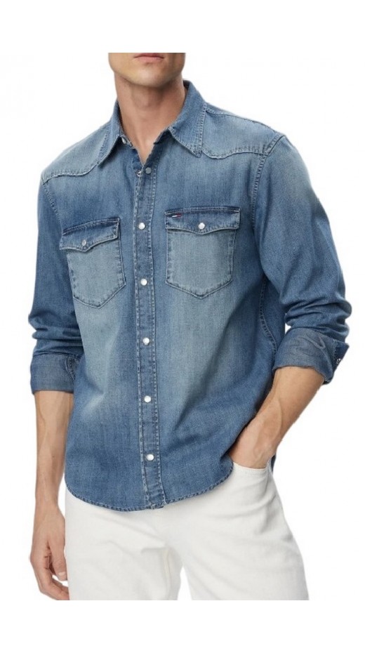 TOMMY JEANS REGULAR DENIM WESTERN SHIRT EXT ΤΖΙΝ ΠΟΥΚΑΜΙΣΟ ΑΝΔΡΙΚΟ BLUΕ DENIM