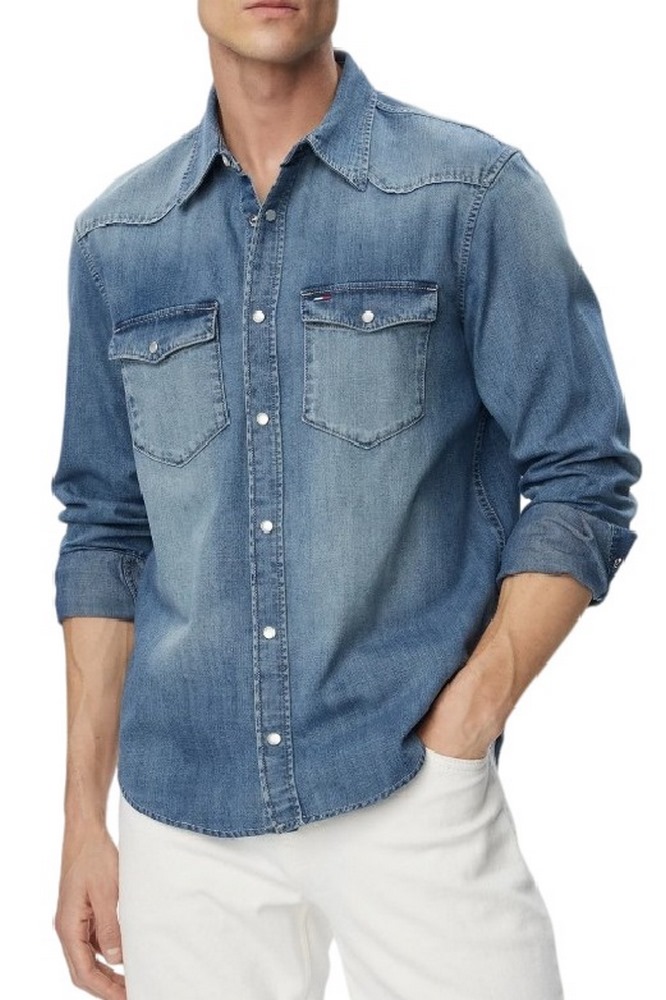 TOMMY JEANS REGULAR DENIM WESTERN SHIRT EXT ΤΖΙΝ ΠΟΥΚΑΜΙΣΟ ΑΝΔΡΙΚΟ BLUΕ DENIM