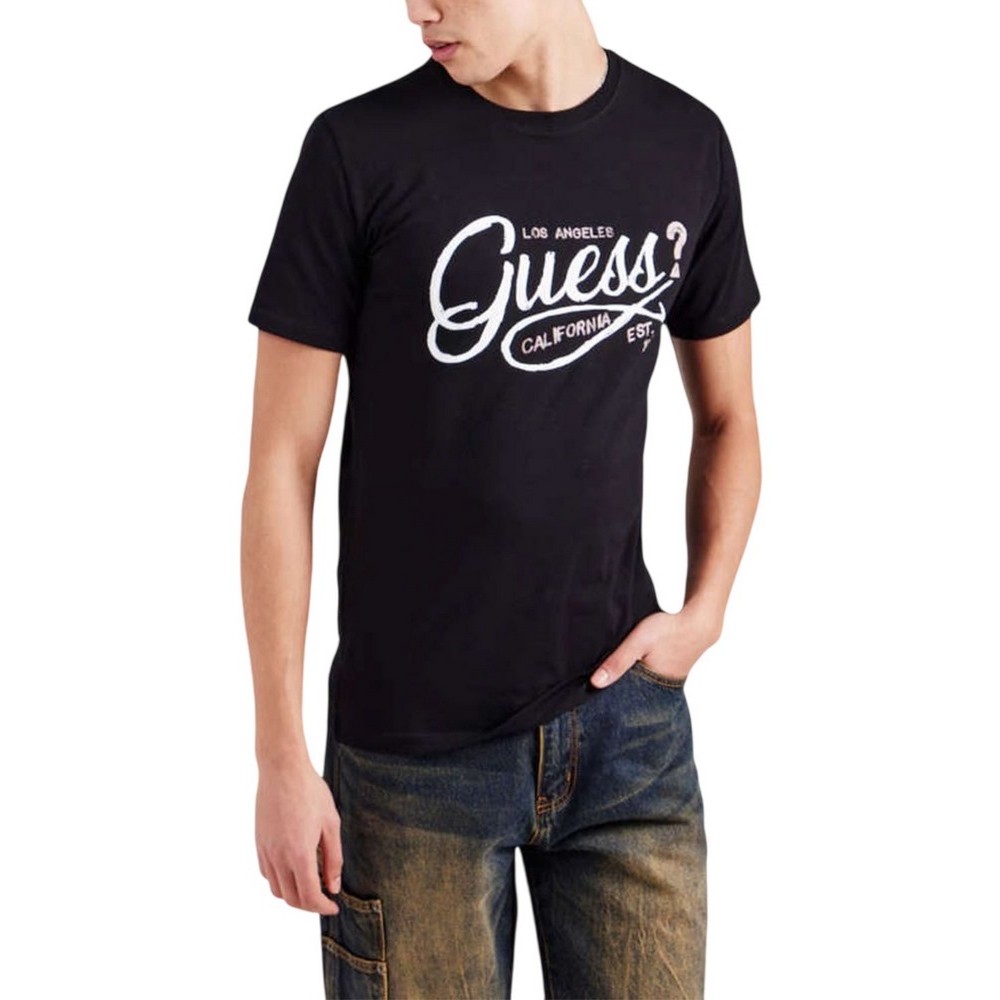 GUESS SS CN GUESS LOGO TEE T-SHIRT ΜΠΛΟΥΖΑ ΑΝΔΡΙΚΗ BLACK