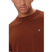 CALVIN KLEIN JEANS LS CTTN ESY FT CRWNK ΜΠΛΟΥΖΑ ΠΛΕΚΤΗ  ΑΝΔΡΙΚΗ BROWN