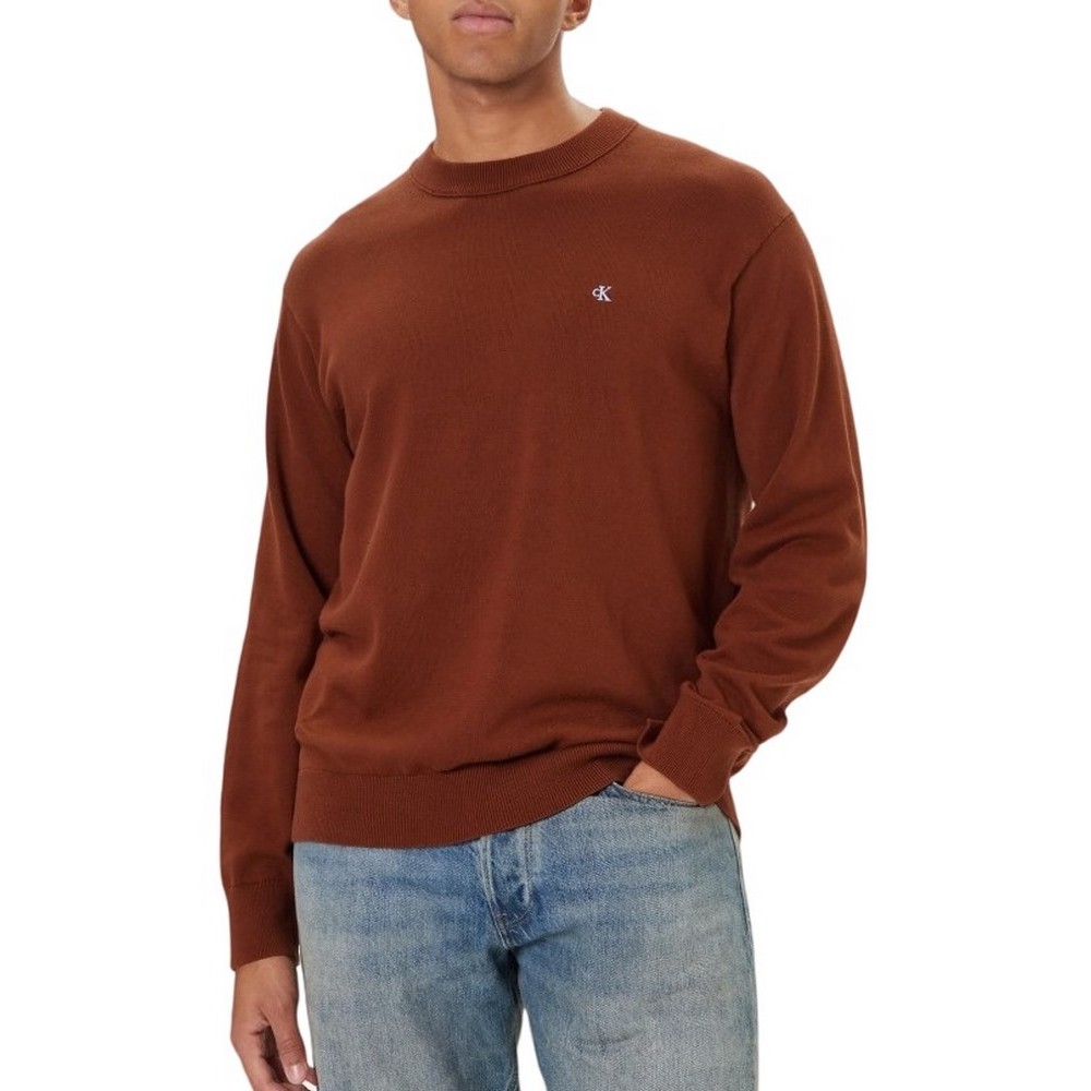 CALVIN KLEIN JEANS LS CTTN ESY FT CRWNK ΜΠΛΟΥΖΑ ΠΛΕΚΤΗ  ΑΝΔΡΙΚΗ BROWN
