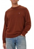 CALVIN KLEIN JEANS LS CTTN ESY FT CRWNK ΜΠΛΟΥΖΑ ΠΛΕΚΤΗ  ΑΝΔΡΙΚΗ BROWN